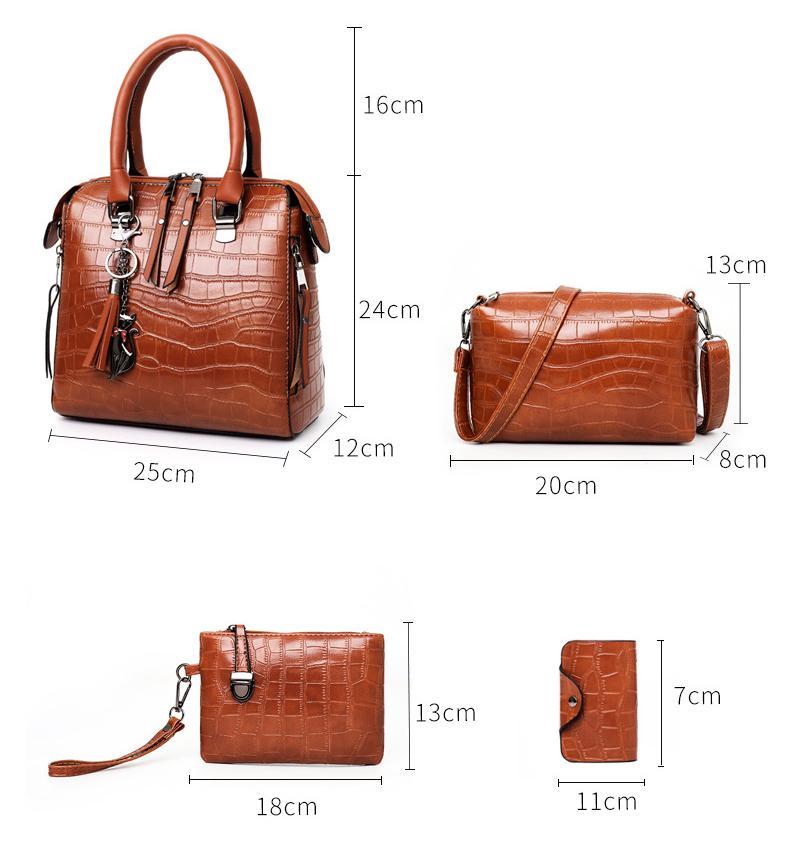 Helda | 4-Piece Modern Leather Bag Set