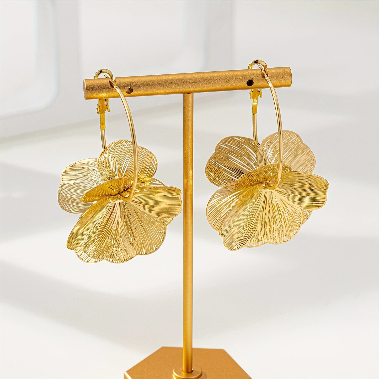 Exaggerated Gold Hollow Earrings