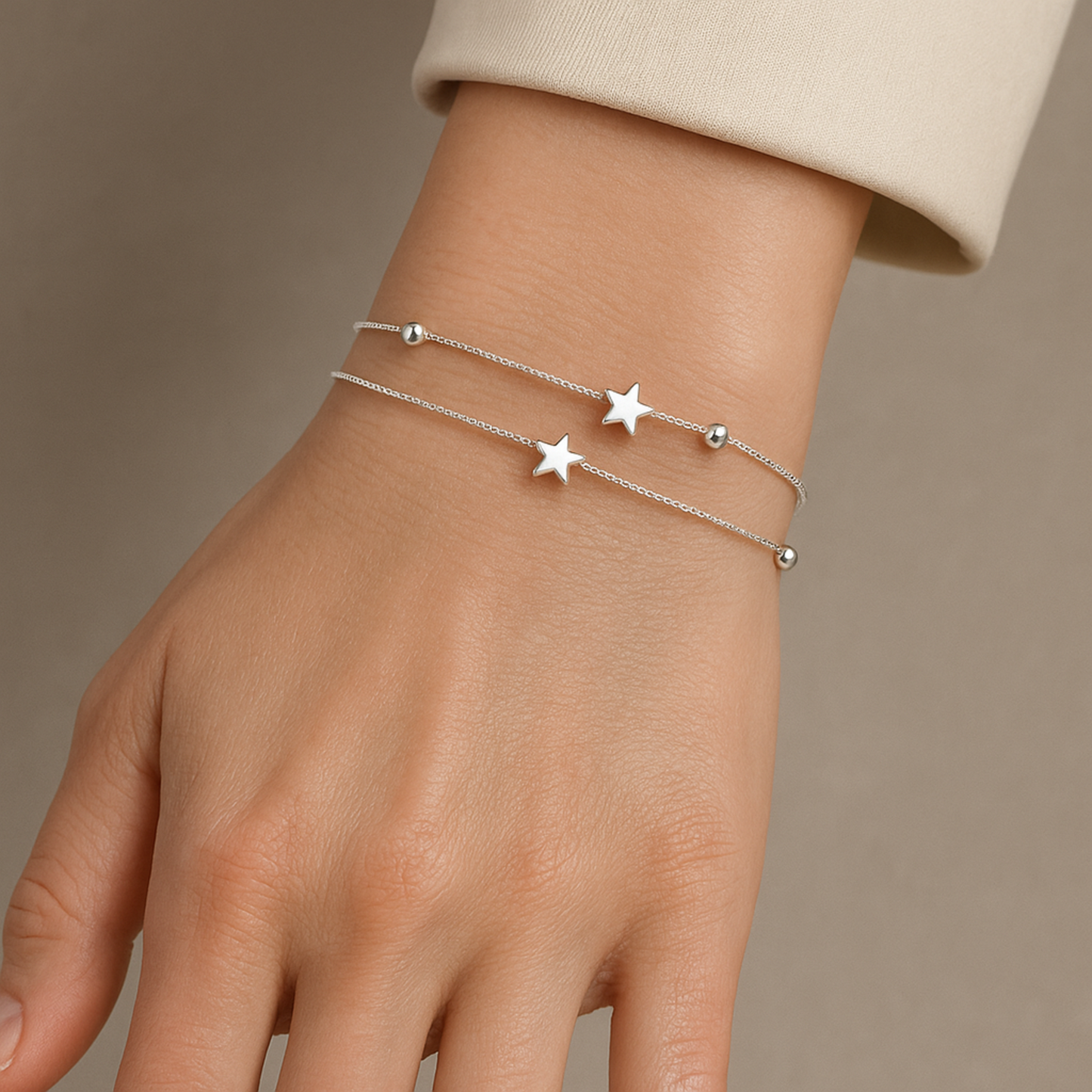 Silver bracelet with stars