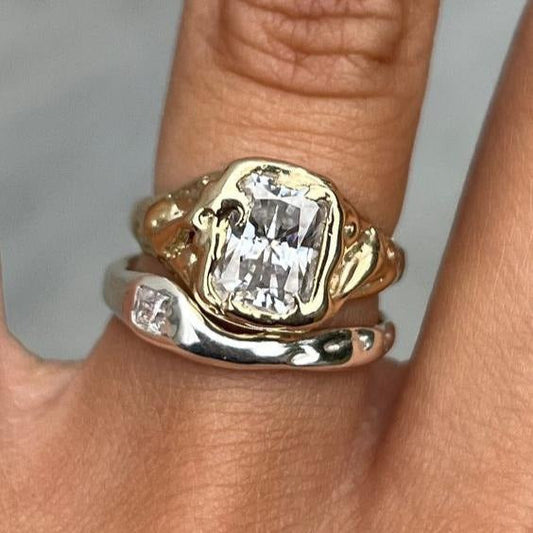 Bright Layer Gold Silver Ring Set