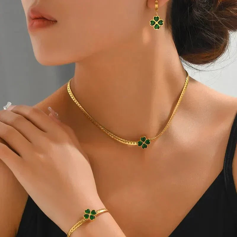Four Leaf Clover Jewelry Set
