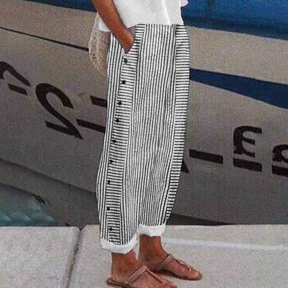 Jane | Striped Cotton Trousers