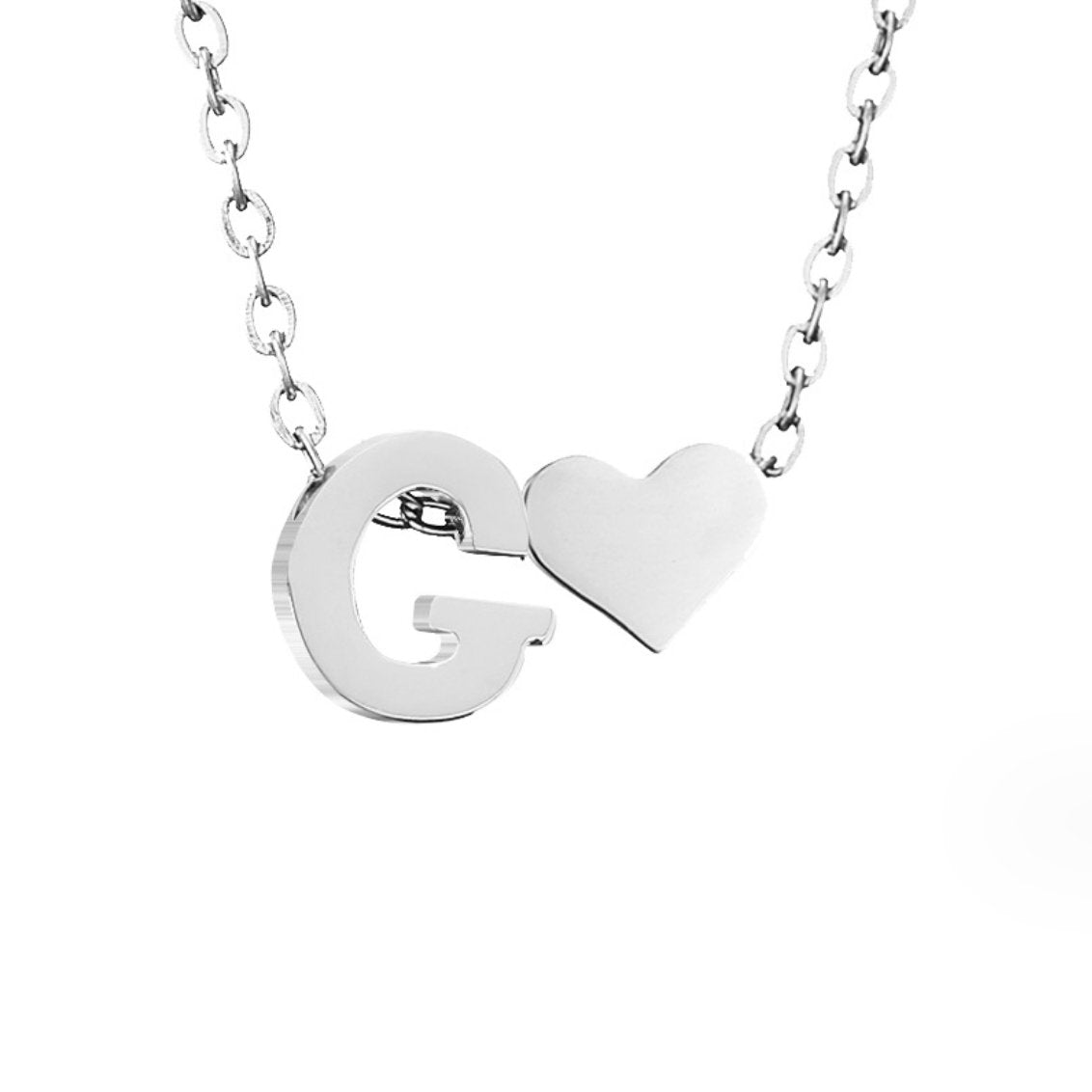 Minimalist Initial Necklace with Heart Charm