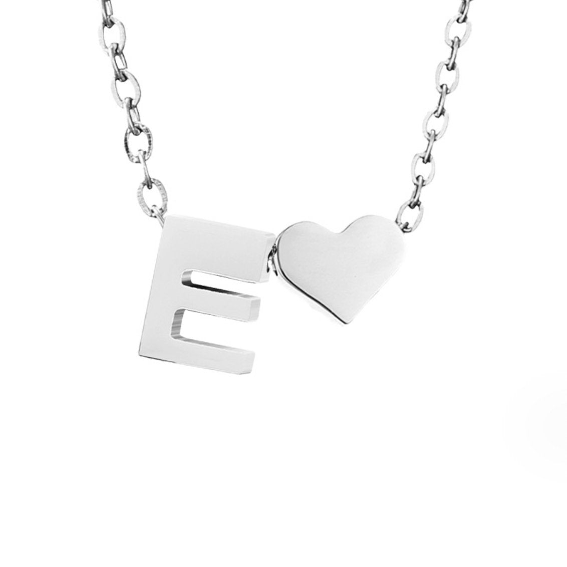 Minimalist Initial Necklace with Heart Charm