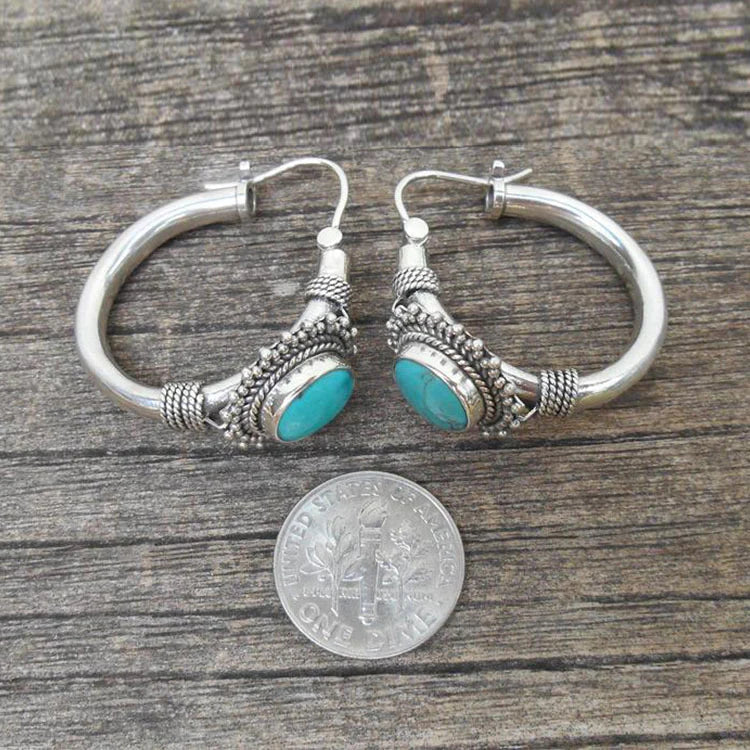 Elegant Turquoise Retro-Inspired Earrings