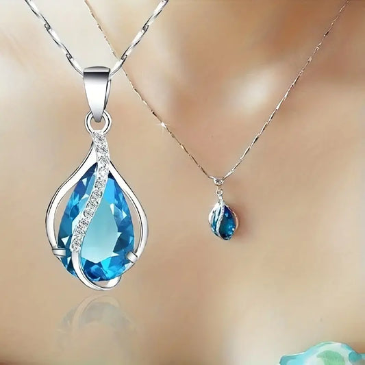 Chic Blue Stone Necklace