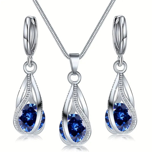 Silver Set with Sapphire Stones