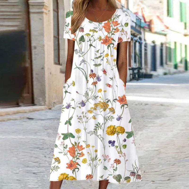 Isabella | Boho Floral Dress with Tummy Coverage