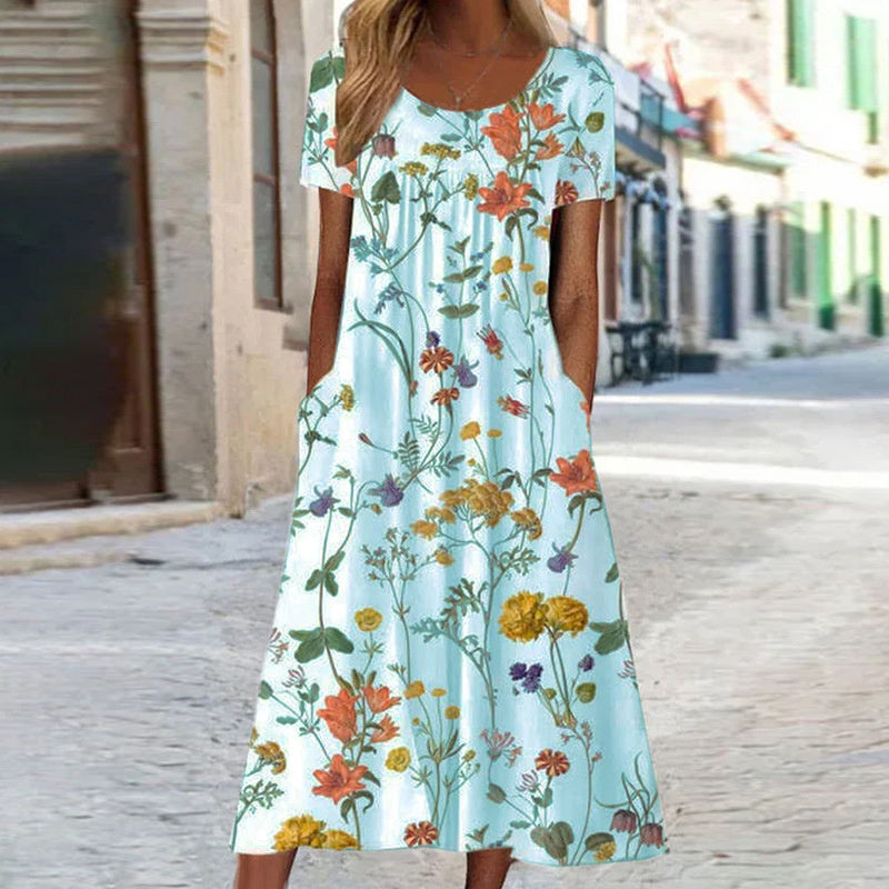 Isabella | Boho Floral Dress with Tummy Coverage