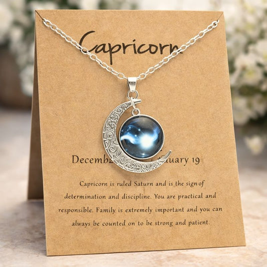 Capricorn Zodiac Necklace in Silver
