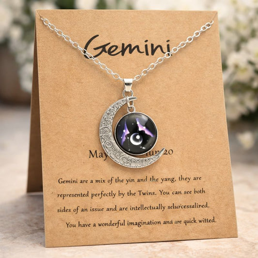Gemini Zodiac Necklace in Silver