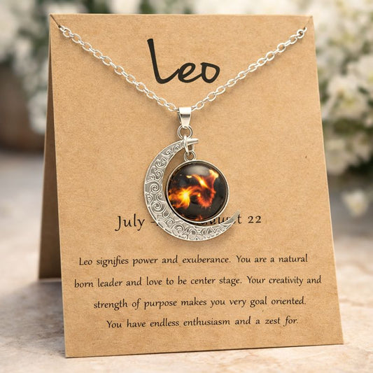 Leo Zodiac Necklace in Silver