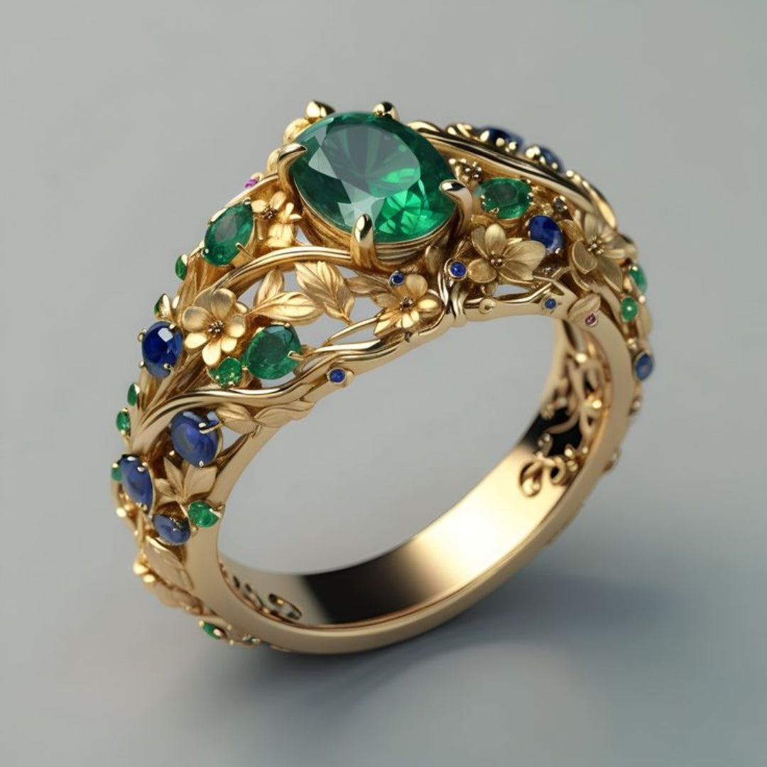 Elegant Emerald & Sapphire Luxe Ring