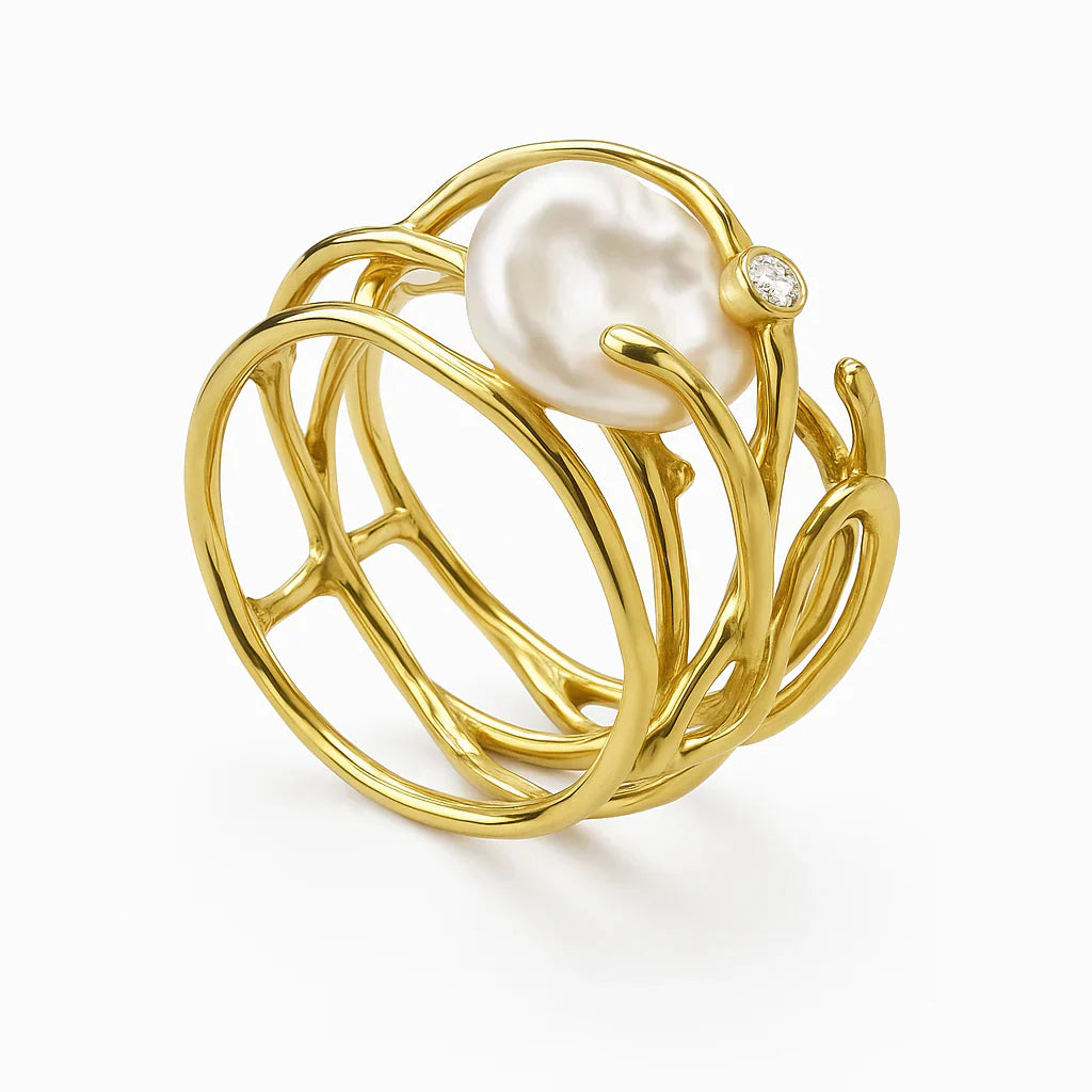 Retro Pearl Gold Ring