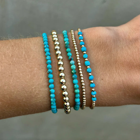 Chic 18K Gold Turquoise Beaded Bracelet