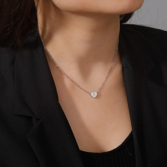 Romantic Heart Initial Choker Necklace