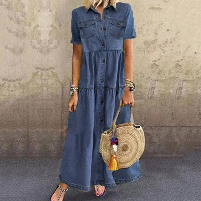 Ariella | Vintage Denim Style Maxi Dress