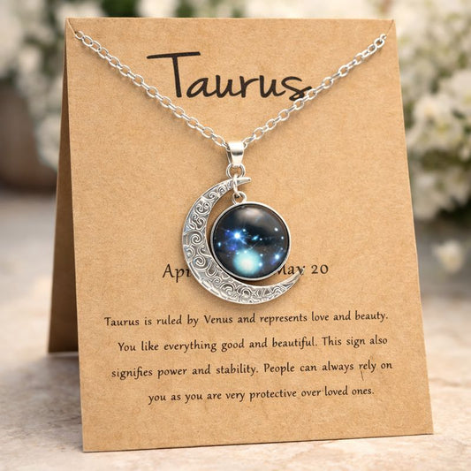 Taurus Zodiac Necklace in Silver