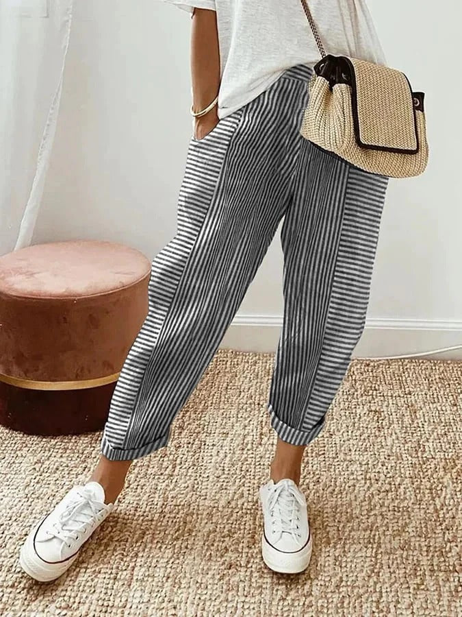 Maya | Striped Cotton Pants