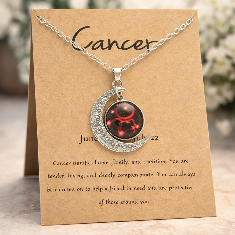 Cancer Zodiac Necklace in Silver