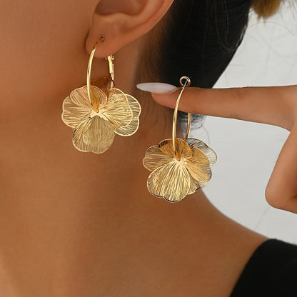 Exaggerated Gold Hollow Earrings