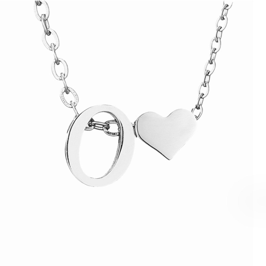 Minimalist Initial Necklace with Heart Charm