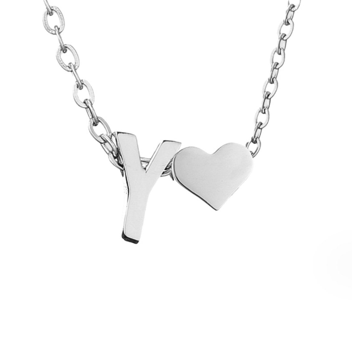 Minimalist Initial Necklace with Heart Charm